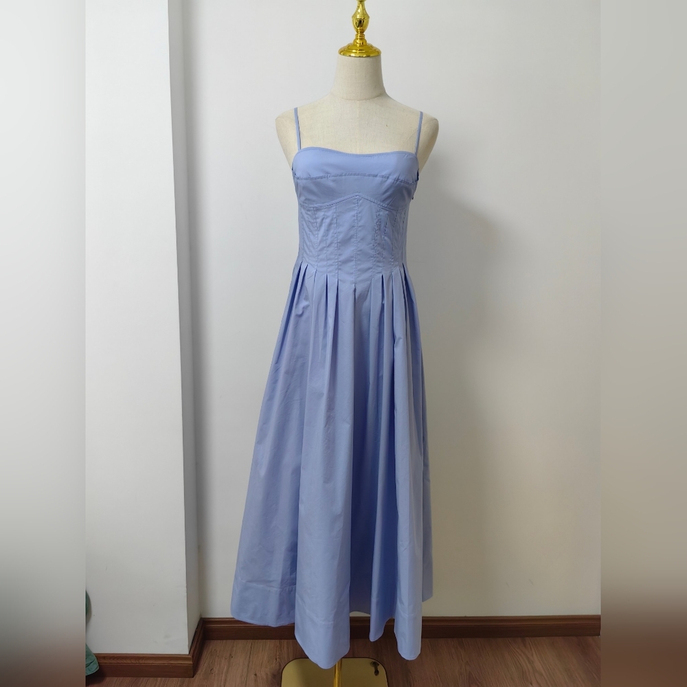 SIMKHAI Kittiya Poplin Fit & Flare Midi Dress - Picture 6 of 14